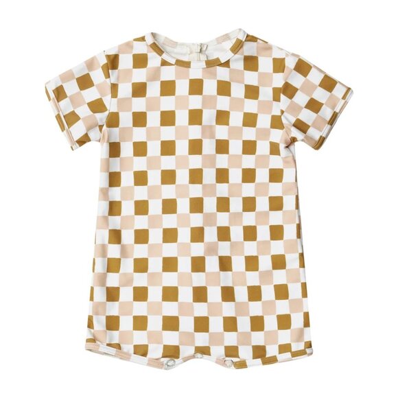 Rylee + Cru Retro Check Shorty One Piece Swimsuit - Picture 1 of 7